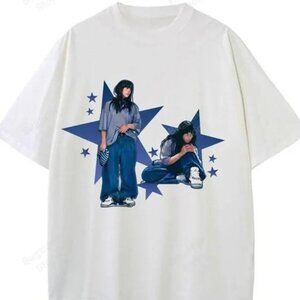 Billie Eilish Blue Star Collage T-shirt, Minimalist Streetwear Tshirt